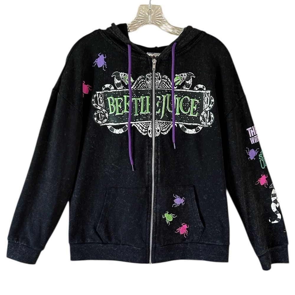 Beetlejuice Acid Wash Black Hoodie